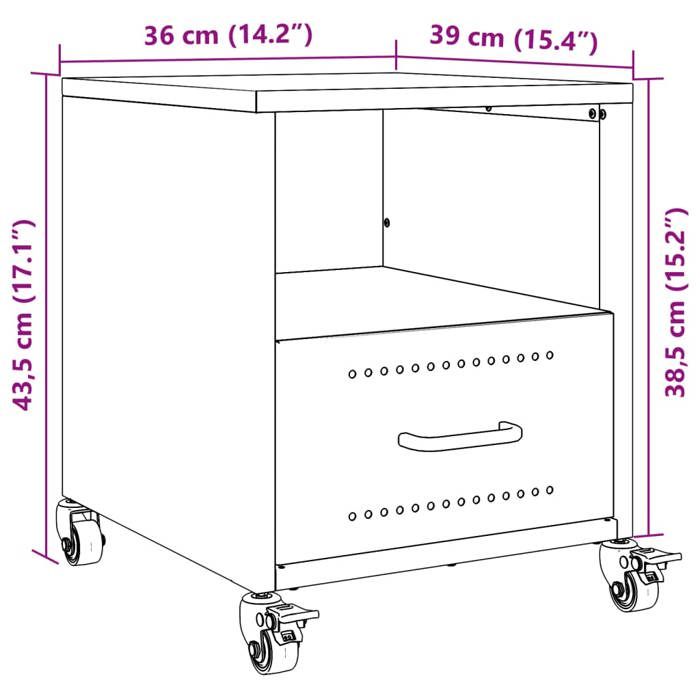VidaXL Bedside Tables 2 Pcs White 36x39x43.5 Cm Steel, Cabinet, Bedroom Furniture, Phone Stand, 846715