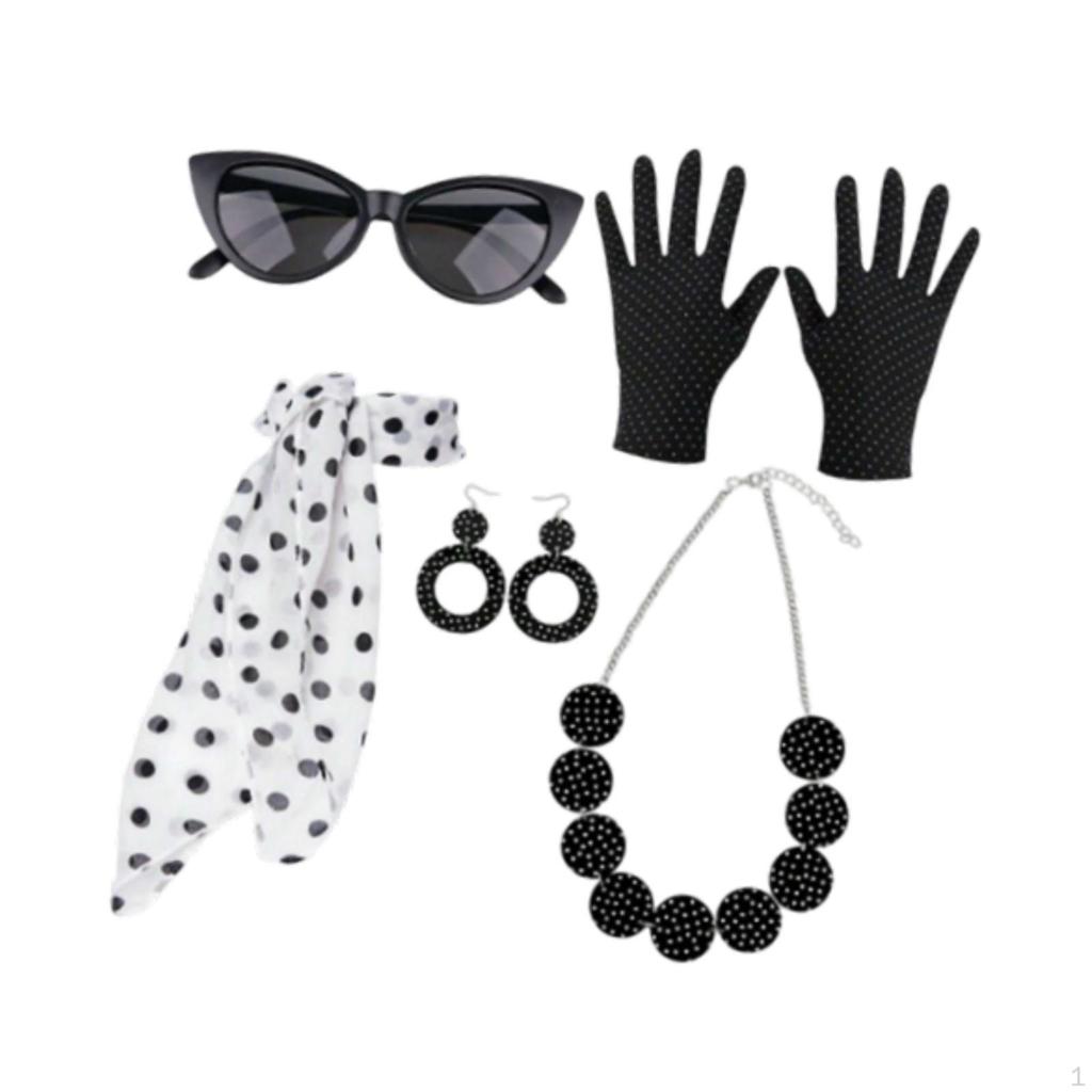 1950S Women Costume Gloves Scarf Retro for Holiday Outfit Festival Props