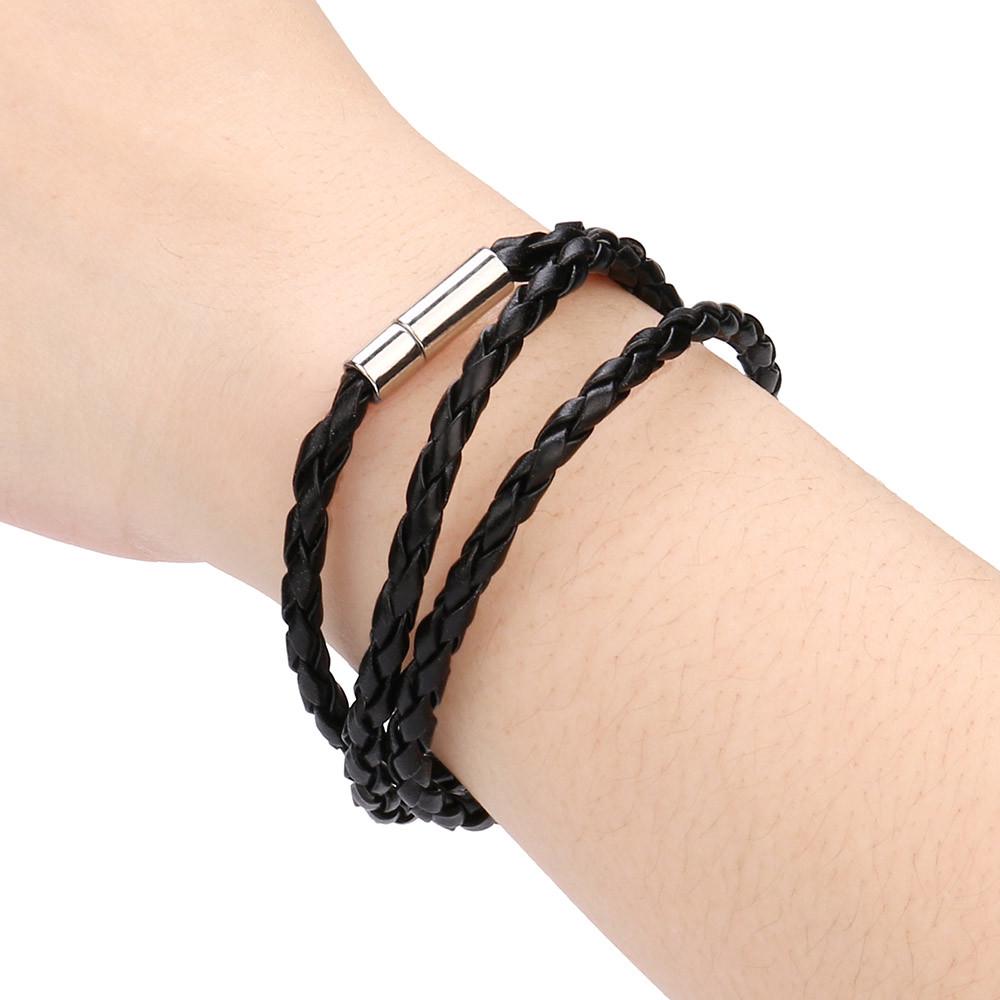 Buy Womens Mens Bracelets New Fashion Leather Interlaced Cuff Bangle Wristband Bracelet at