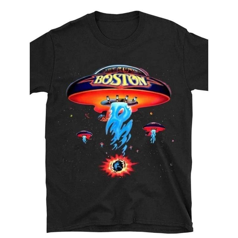 100% Cotton Boston Band T-Shirt Poster Shirt Spaceship Rock Band T-Shirt Men S S