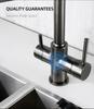 Kitchen Faucet Gunmetal Gray Brass 3 Ways Sink Mixer Black Hose Mount Pull Out Dual Sprayer Nozzle  Water Taps