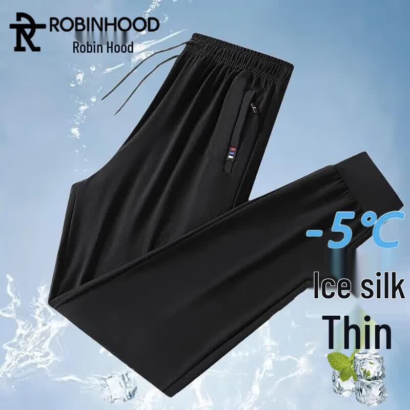 ROBINHOOD Men s Summer Ice Silk Quick-Dry Casual Pants 4XL