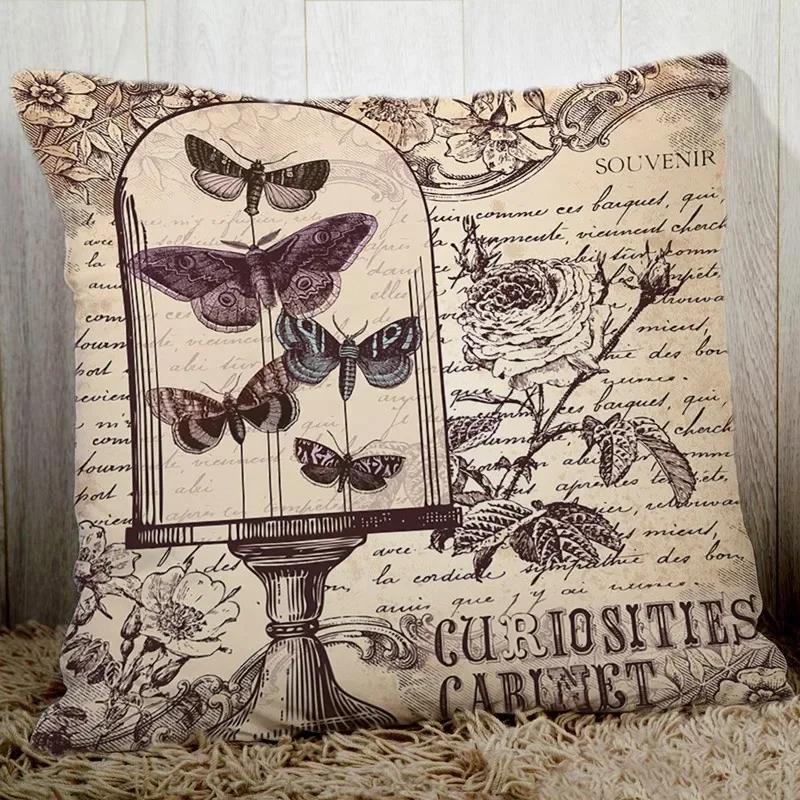 Cozy Couch Cushion Cover Butterfly Printed  Home Decorative Pillows Polyester Peach Fiber Pillowcase Seat Back Cushions
