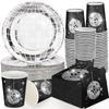 Disposable Tableware Set Party Supplies 9"/7" Silver Disposable Dish Plates Napkins Innerware for Gatherings