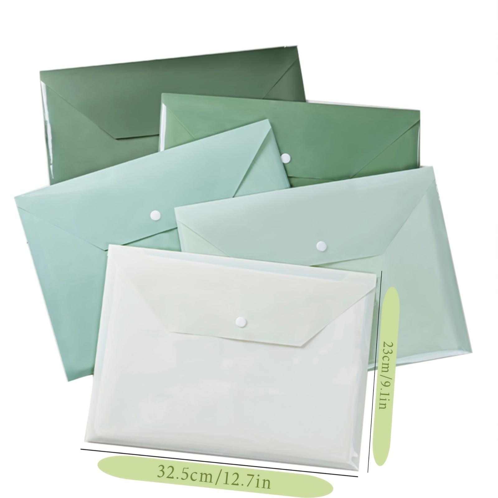5 Pack Gradient Green ABS Plastic Folders with Secure Snap Closure - Durable Storage for Exams Documents And School Supplies 1670₽