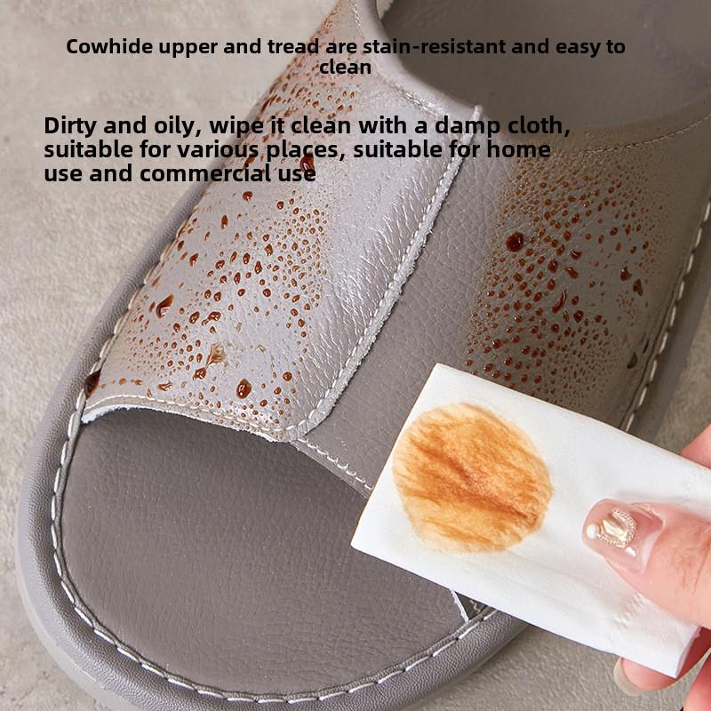 Große Herren-Hausschuhe aus echtem Rindsleder – rutschfest, Sommerkomfort für zu Hause, Übergrößen erhältlich