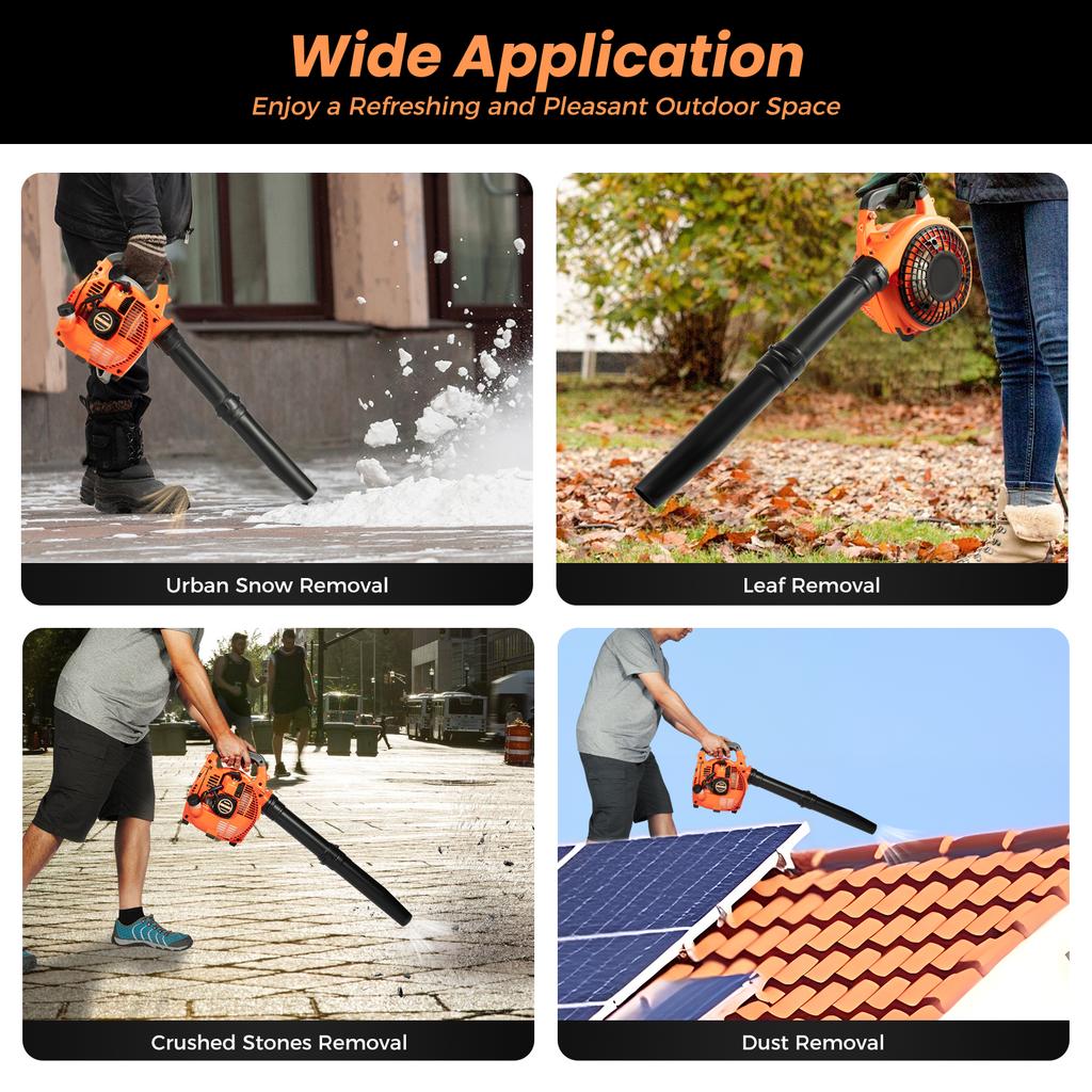 750W Gas Leaf Blower 2-Stroke Handheld Garden Blower Lightweight Snow Dust Debris Cleaner Outdoor Yard Tool