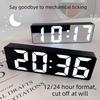 LED Digital Alarm Clock with Mirror Silent Electronic Desktop Clock Luminous Student Bedside Ornament Black White