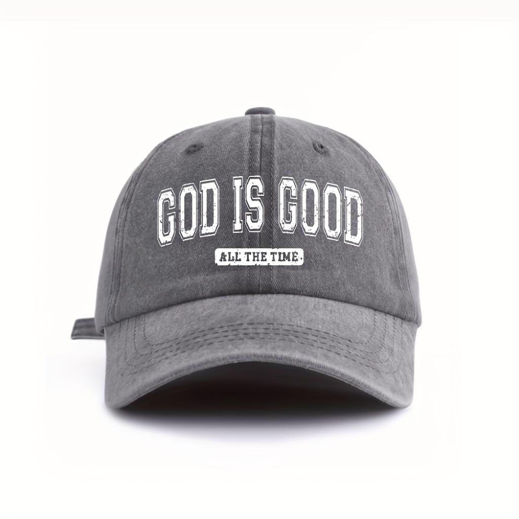 A WomenS Washed Baseball Cap Featuring The Phrase GOD IS GOOD All The Time Stylish for Outdoor Retro Street Urban Fashion