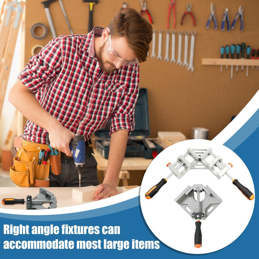 Right Angle 90 Degree Wood Clamps For Woodworking, With Adjustable Swing Jaw Aluminum Alloy Frame, For Welding, DIY