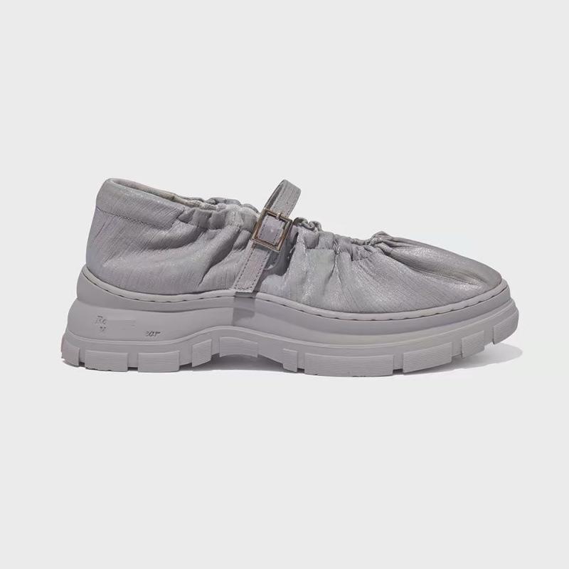 

Туфли-балетки ручной работы Zhao, функциональные, спортивный стиль, корейские, нишевые, на платформе, односложная пряжка, туфли Мэри Джейн 40 светло-серый