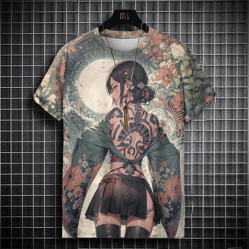 Trendy Anime Beauty Pattern T Shirts For Men Summer Fashion Streetwear 3D Printed Hip Hop Tees Loose Breathable Harajuku Tops 6XL