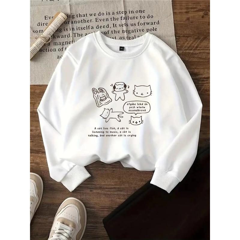 European sizes Kids' Crewneck Sweatshirt - Cat Music Crying Talking Bag , Sportswear And Casual Wear, Soft And Comfortable, Children's Clothing