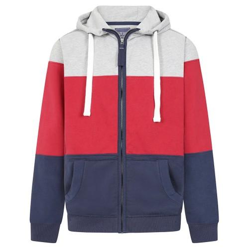 Lazy Jacks Mens Contrast Panel Full Zip Hoodie