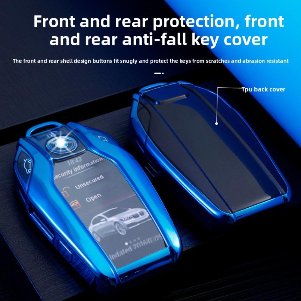 Leather Key Holder for BMW 7 Series 5 Series 530L 6GT X3 Smart Key Fob Case with LCD Screen Protection