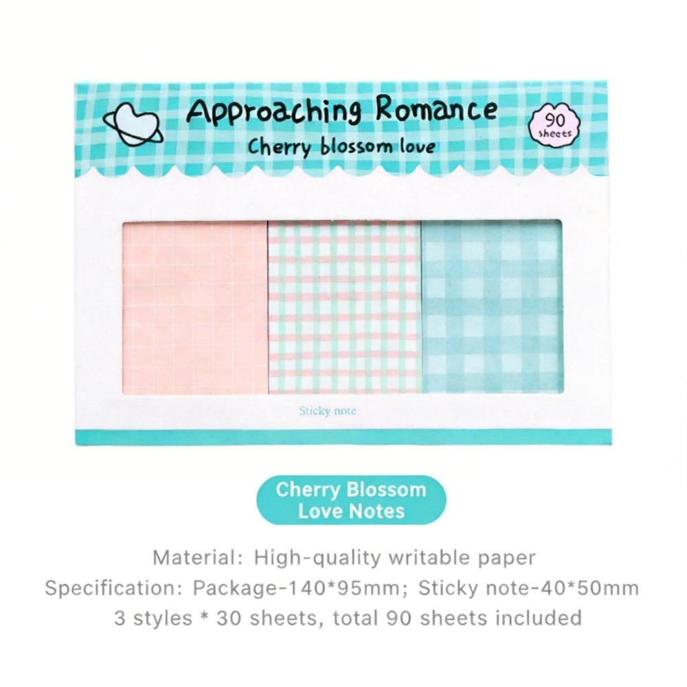 Cute Plaid Sticky Notes 90 Sheets Grid Pattern Memo Pad Self-Adhesive Notepad For Journaling Office School Supplies Stationery