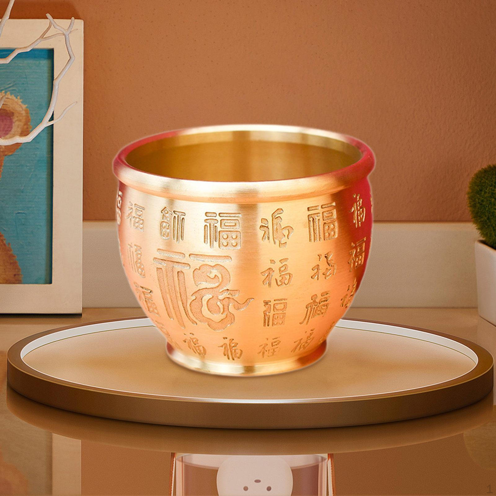 

Латунная чаша для сокровищ, декор в стиле фэн-шуй, высотой 2,91 дюйма, для дома и ресторана Diameter 9 cm