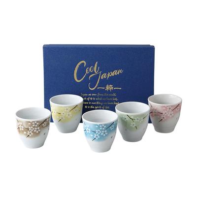 Hannari Yunomi Set of 5 W8 X D8 X Mino Made In Japan Ale-net Teacups, H7.5cm, Porcelain, Ware,