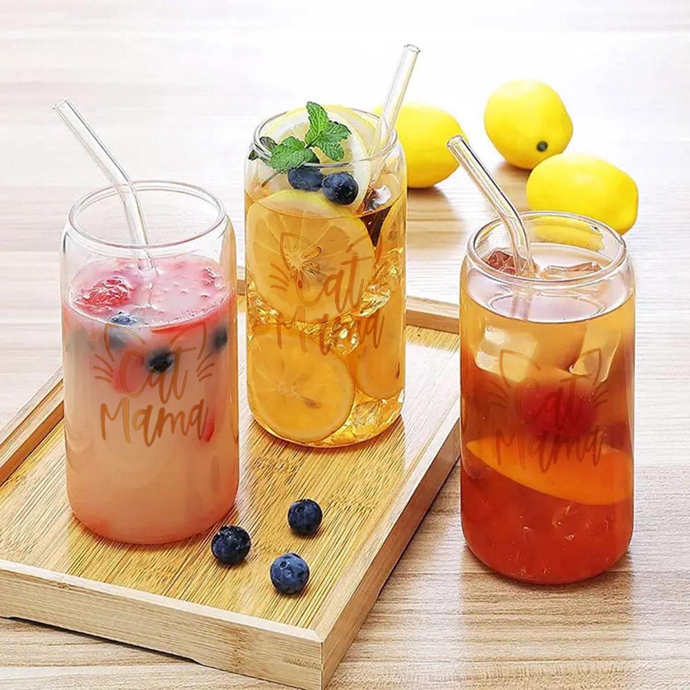 Katzenmama Glas Für Hitzebeständige Hohe Trinktasse Mit Strohhalmen Deckeln 16 oz