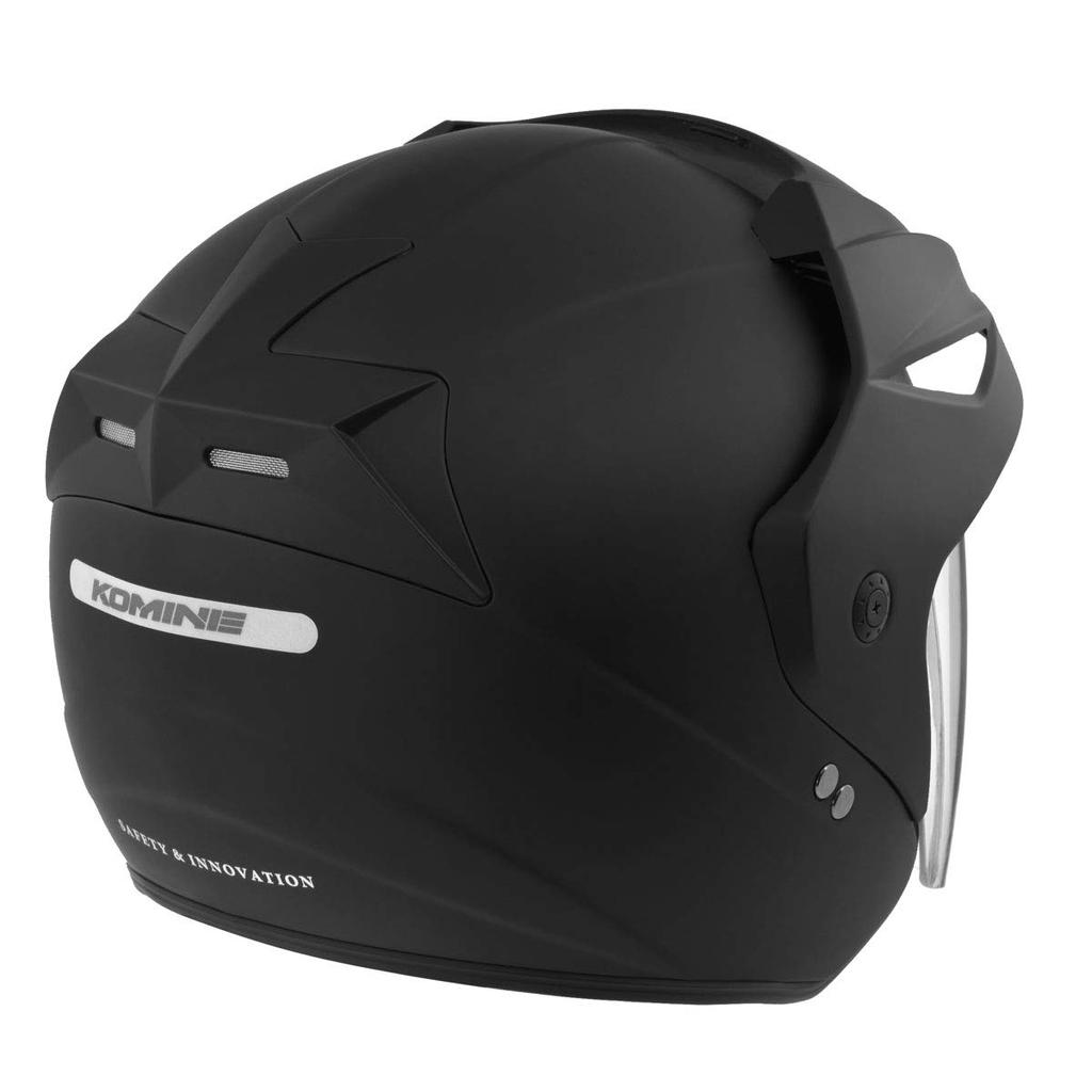 Komine Motorcycle Matte Black XL UV Cut Shield High Strength ABS Shell Jet Helmet Era-II HK-1651