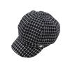 Women's Retro British Plaid Octagonal Cap: Versatile Spring/Autumn Beret with Big Brim for a Casual, Literary Look.