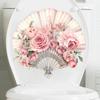 Creative Flower Folding Fan Wall Sticker New Chinese Style Bedroom Decor Headboard Study Background Self Adhesive Removable Art Sticker