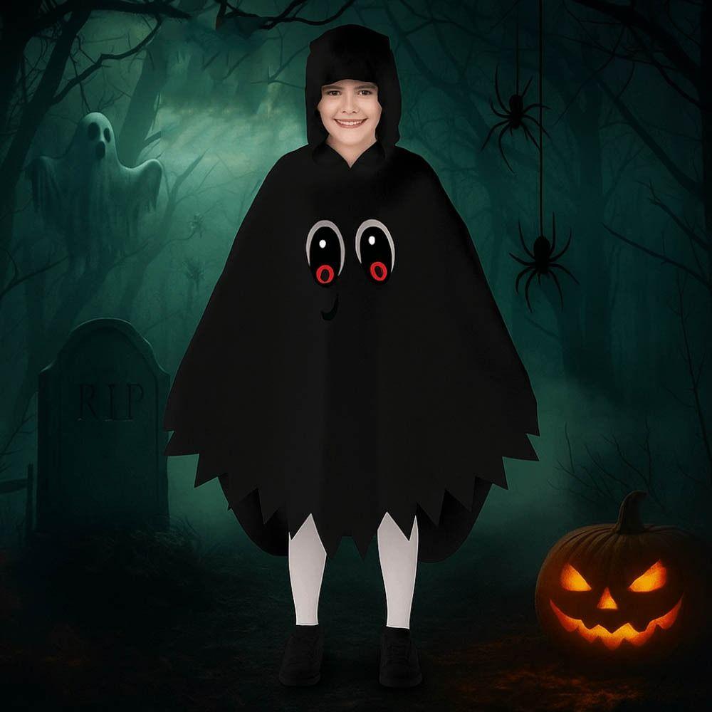 Glowing Halloween Kids Cosplay Cloak White Black Ghost Face Cloak Shawl Children's Party Costume