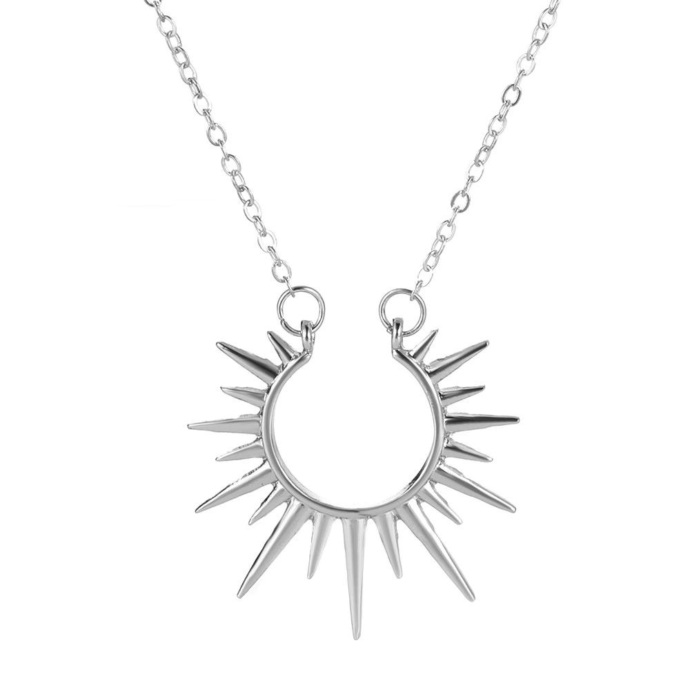 Sunflower pendant necklace retro metal open collarbone chain fashion creative jewelry women