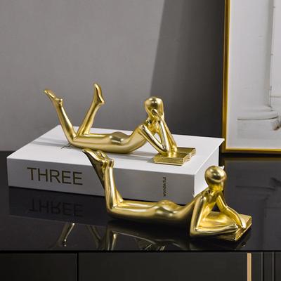 Resin Figure Sculpture Thinker Golden Reader Golden Man Abstraction Decorative Figurines Resin Figurine Home Decoration