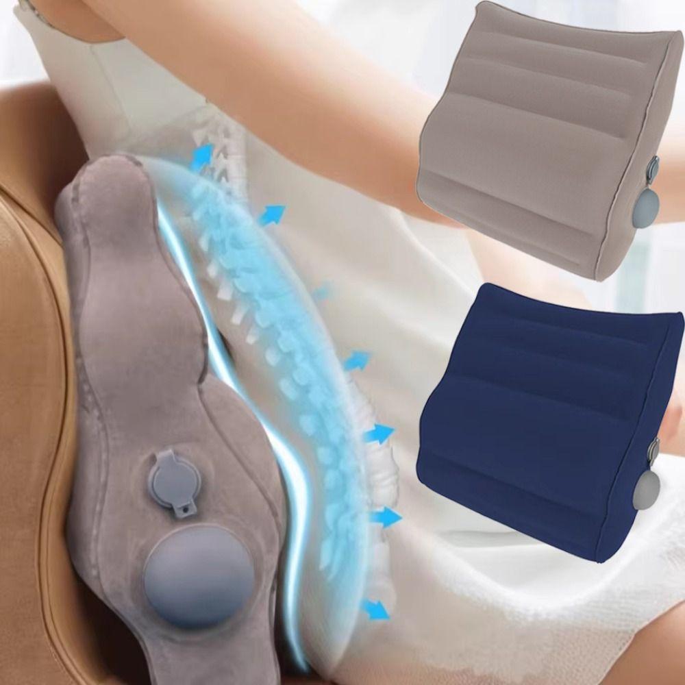 Portable Inflatable Waist Pillow Thickened Travel Backrest Pad Soft Lumbar Support Pillow Camping
