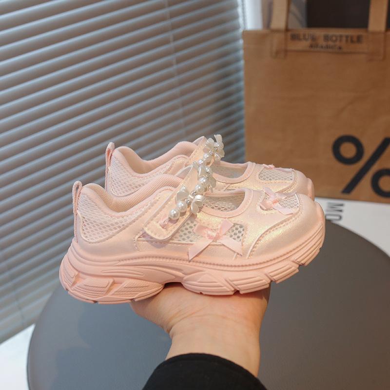 2026New summer dad shoes for children, girls' sandals, soft-soled white shoes, girls' shoes, children's mesh single shoes
