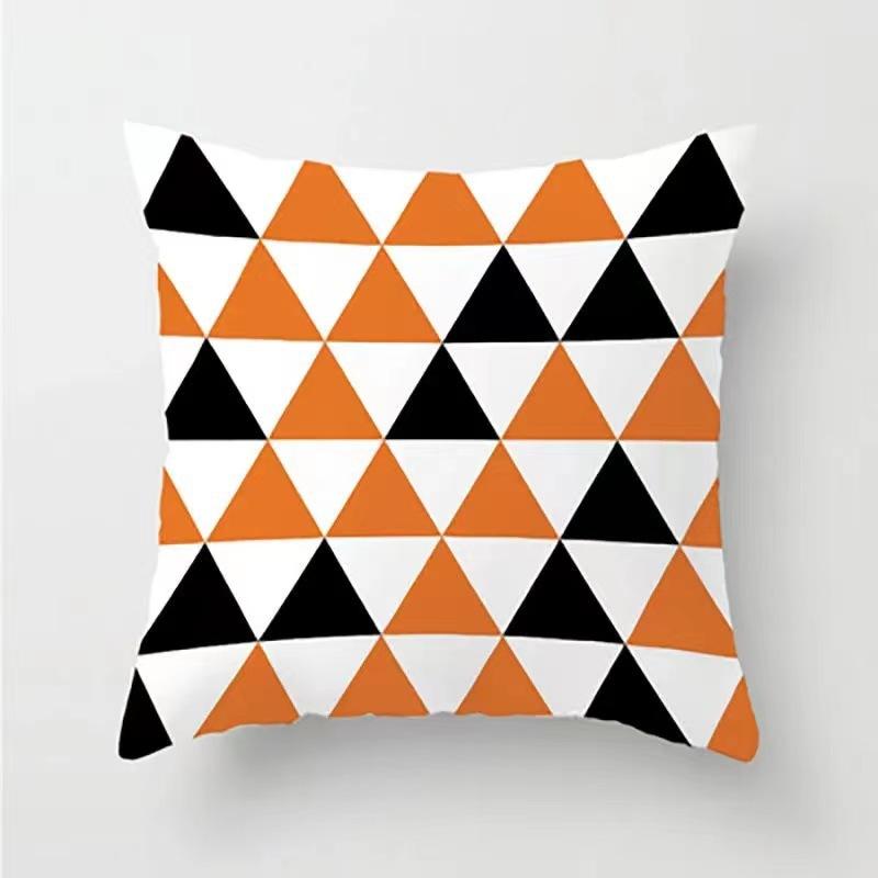Orange Patchwork Muster Überwurf Kissenbezug Mit Kurzem Plüsch Druck Wohnzimmer Sofa Dekoration Kissenbezug Kissenbezüge