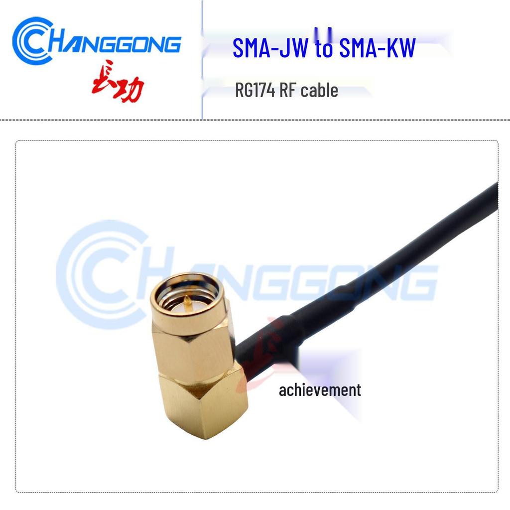 SMA Right Angle RF Cable RG174: Male to Female Connector