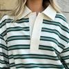 Spring New Loose Striped POLO Collar Long-Sleeve Top With A Stylish Design Suitable For Casual And Commuting