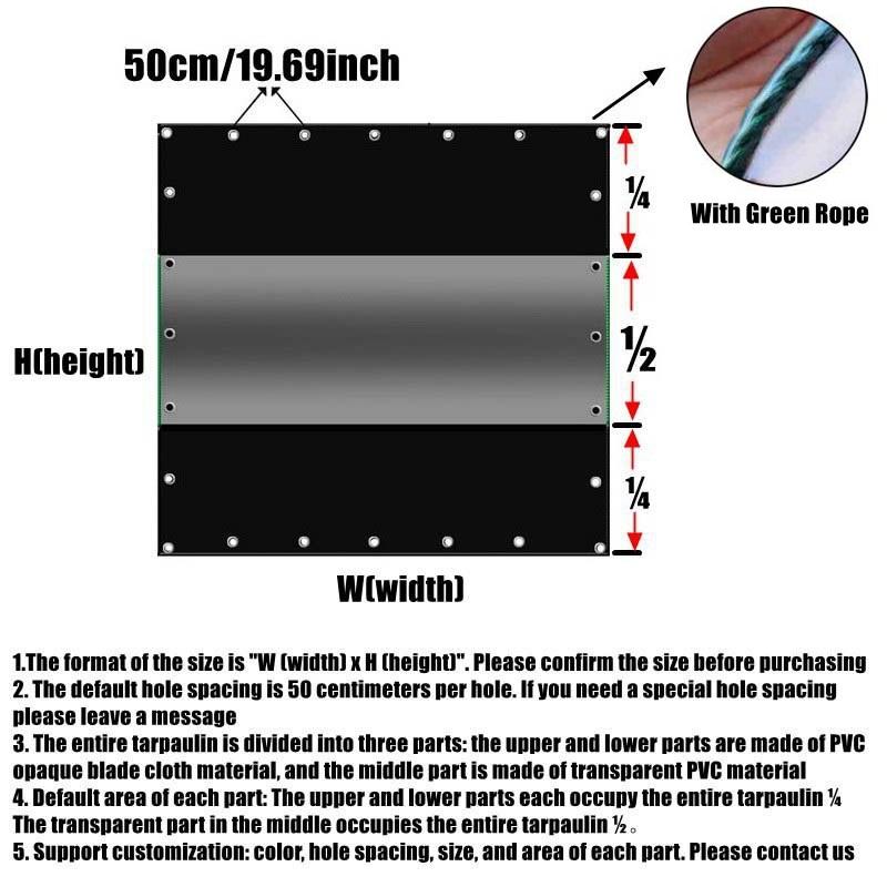 PVC Tarpaulin with Two Zippers Thickened 0.35mm 450 G/m² Waterproof Tarp Vinyl Outdoor Curtains For Patio Pergola Gazebo Porch
