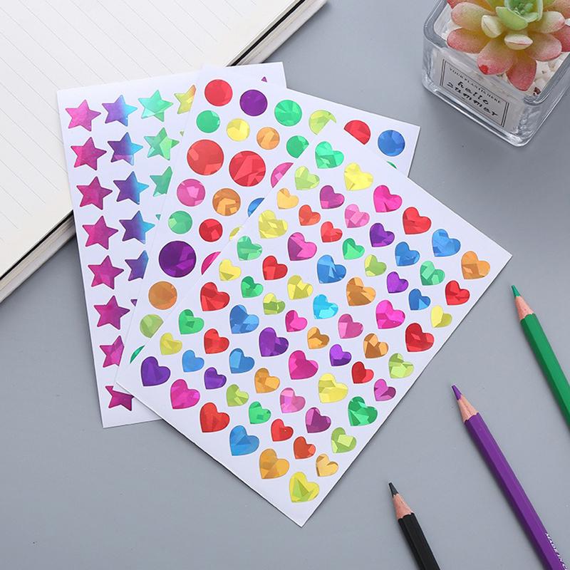 50Sheets Sparkly Laser Sticker Dot Heart Star Various Shape Available DIY Material Diary Decoration Student Rewards Stickers ZYF
