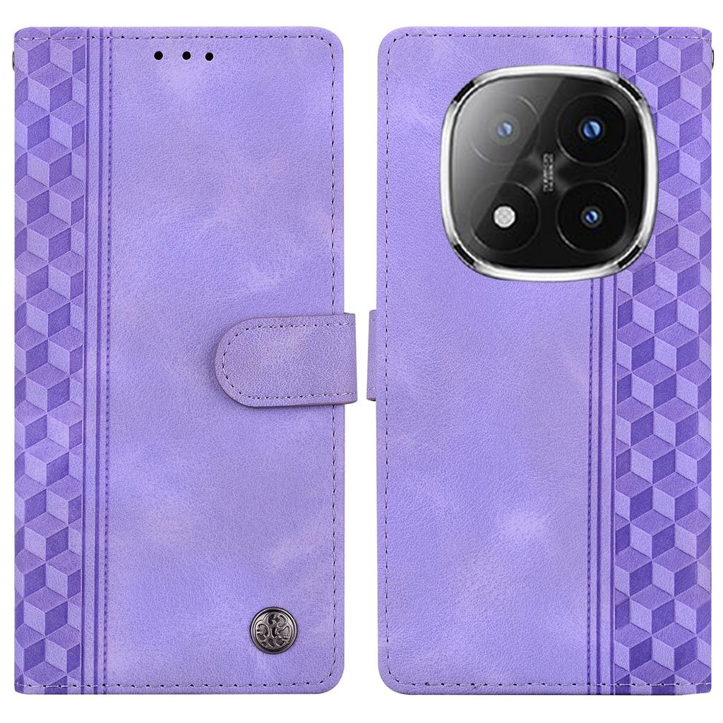 For Xiaomi Redmi Note 14 Pro+ 5G Leather Case Imprinted Checkered Pattern Wallet Stand Flip Phone Cover