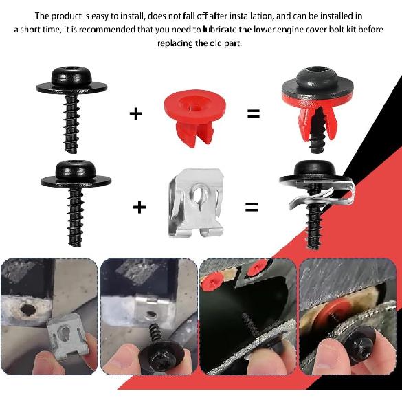 10 Sets T30 Engine Splash Shield Guard Undertray Cover Screws Bolt Nut Clip Kit, Screws Bolt Nut Clip Kit Fit For Ford Focus Fusion Escape Explorer