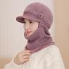 Women's Stylish Duckbill Hat with Fur Scarf – Warm, Knitted, for Middle-aged & Elderly