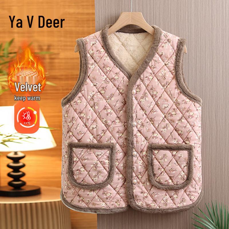 

Yalu Women s Floral Fleece-Lined Vest 5XL