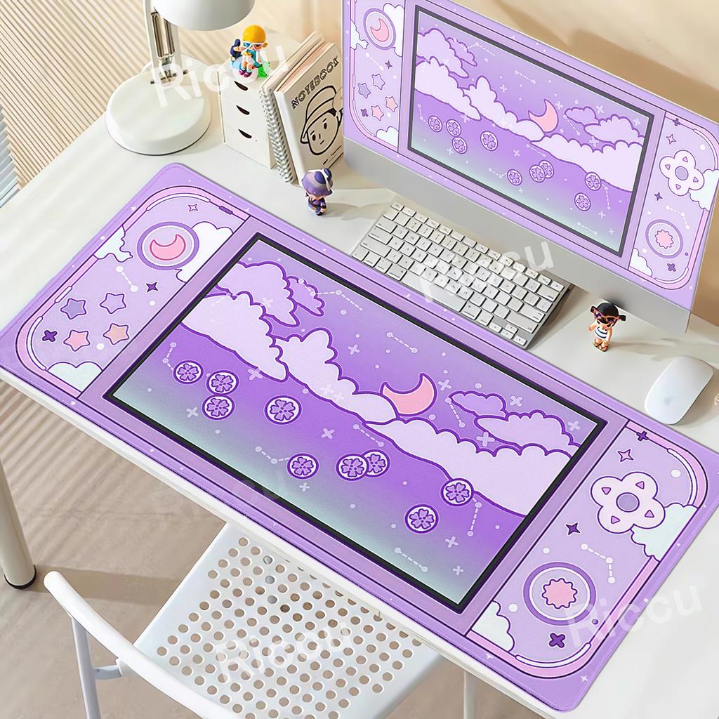 Moon and Stars Pink Large Desk Mat XXL Kawaii Aesthetic Game Controller Style Mouse Pad Sky PC Accessories Office Extended Mats