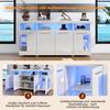 Modern Buffet, LED Illuminated Sideboard, Glass Sideboard, Living Room Buffet with 4 Doors 3 Compartments, Kitchen Cabinet,