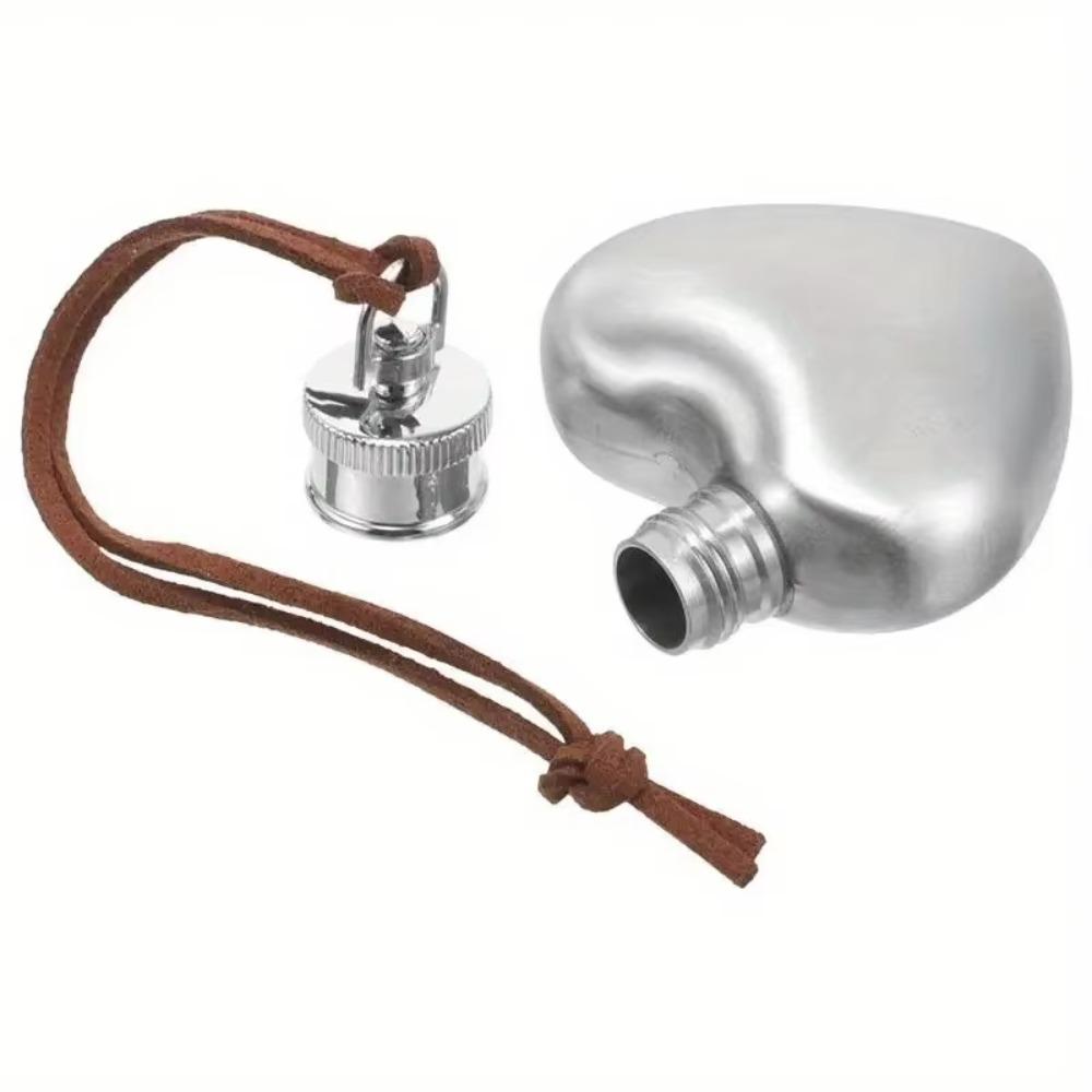 1 Oz Heart Hip Flask Food Grade Stainless Steel Wine Pot Portable Wine Flask Pendant  Gift