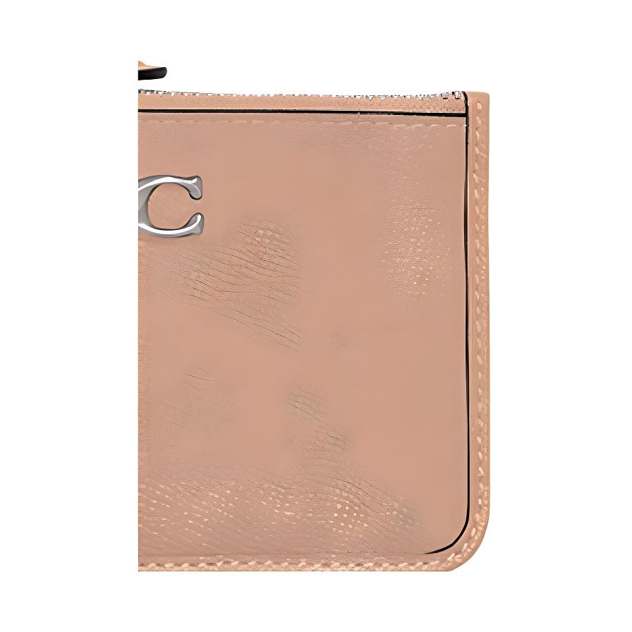 Coach Skinny Id Case 11 Logo Zipper Closure Crossgrain Leather Card Holder Women Accessories Silver Light-Yellow CH810-LHWFT
