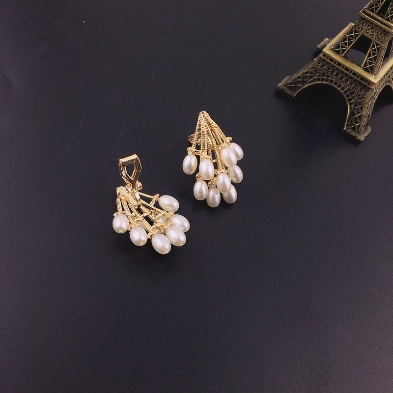 Baroque Imitation Pearl Earrings for Women Without Piercing Vintage Clip Earrings