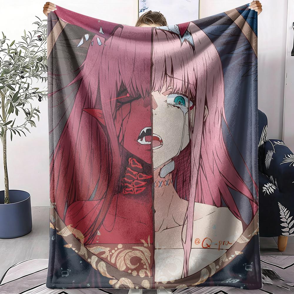 D-Darling in the FranXX Throw Soft Flannel Throw Summer AC Blanket Lightweight Cool Nap Blanket for Sofa Bed Couch Travel 75X95CM