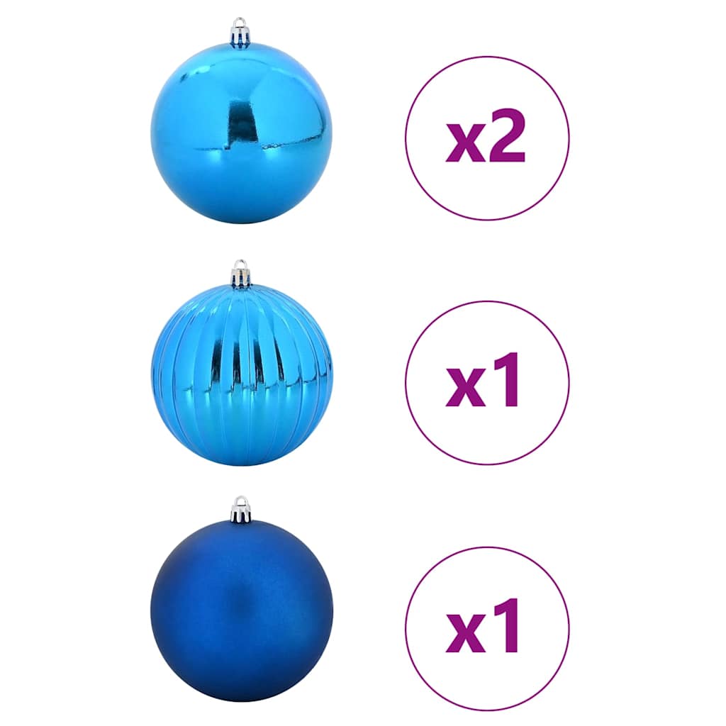 XXL Christmas Ornament Set 4 Pcs Blue Plastic