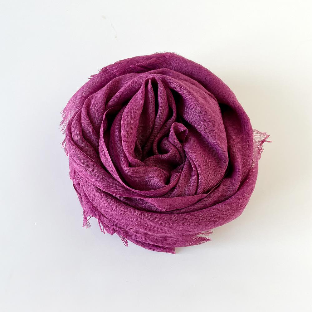 Solid Color Scarf Cotton and Linen Shawl Yarn Women's Summer Sunscreen Headscarf Retro Yarn Lengthened