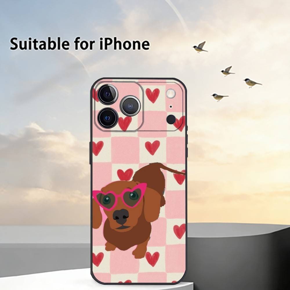 Cute Dachshund Sausage D-Dog Phone Case For iPhone 17, 16,15,14,13,12,11 Plus,Pro Max, Others Soft Black Cover