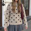 Women's Fashion Casual Fall Winter Polka Dot Print Long Sleeve O-Neck Sweaters